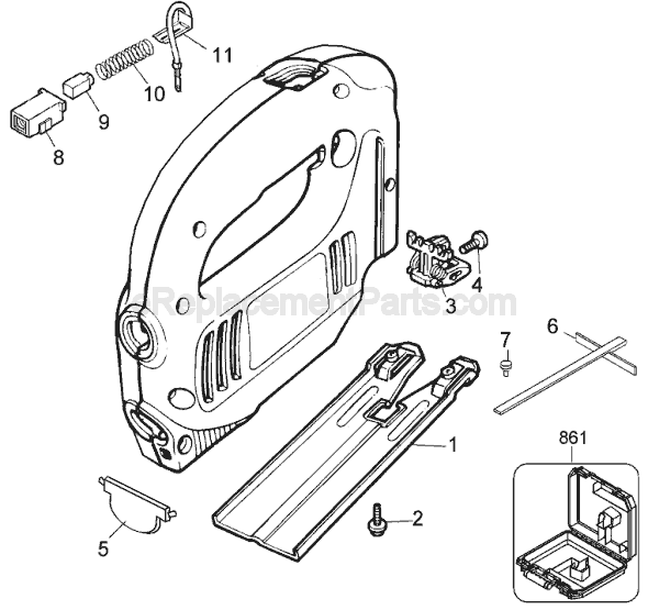 Page A Diagram and Parts List for JS300 Type 1 Black and Decker Jig Saw